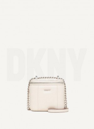 DKNY Seva Mini Box Women's Crossbody Bags White / Silver | Ireland_D1793