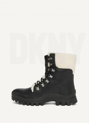 DKNY Shearling Ski Women's Boots Black / White | Ireland_D0502