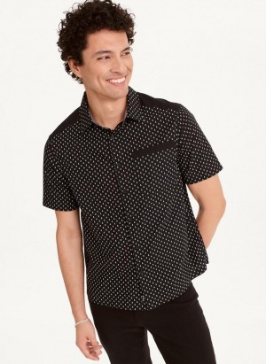 DKNY Short Sleeve Micro Skull Print Men's Shirts Black | Ireland_D0110