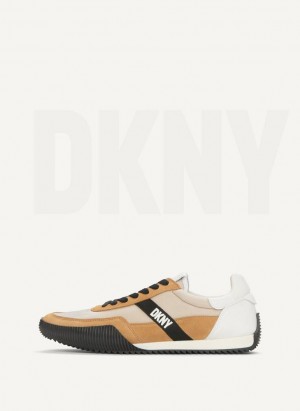 DKNY Side Logo Men's Sneakers Khaki | Ireland_D1592