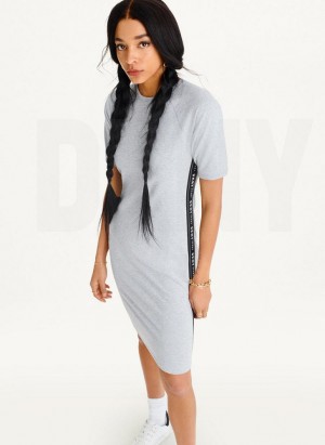 DKNY Side Logo Taping Women's Dress Grey | Ireland_D0924