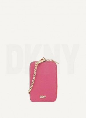 DKNY Sidney Card Pouch Women's Wallets Pink | Ireland_D1768