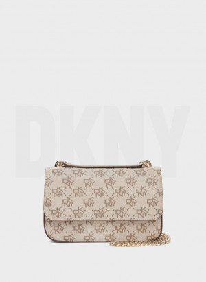 DKNY Sina Flap Women's Shoulder Bags Khaki / Brown | Ireland_D0726