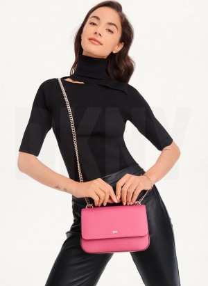 DKNY Sina Flap Women's Shoulder Bags Pink | Ireland_D0914