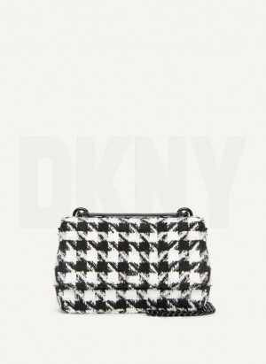 DKNY Sina Houndstooth Flap Women's Shoulder Bags Black / White | Ireland_D1910