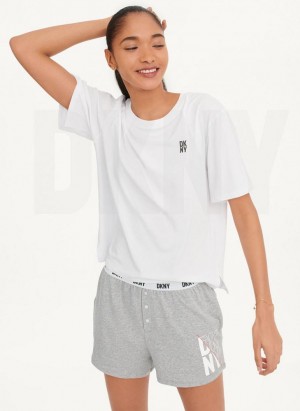 DKNY Sleep Top Women's Pajamas White | Ireland_D1861