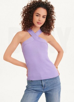 DKNY Sleeveless Crossover Women's Sweaters Lavender | Ireland_D1595