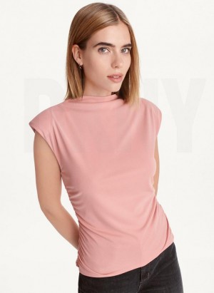 DKNY Sleeveless Side Ruch Women's Tank Top Pink | Ireland_D0285