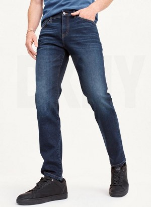 DKNY Slim Straight Dark Wash Denim Men's Jeans Dark Wash | Ireland_D1796