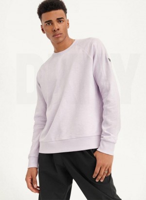 DKNY Slub French Terry Crewneck Men's Sweatshirts Purple | Ireland_D1655