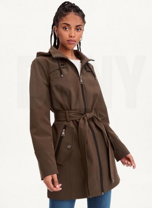 DKNY Softshell Meshback With Belt Women's Jackets Olive | Ireland_D1310