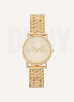 DKNY Soho Logo Mesh Band Women's Watches Gold | Ireland_D0514