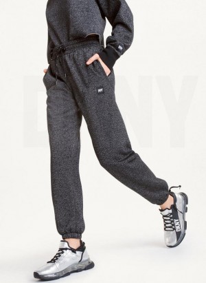 DKNY Sparkle Fleece High Waist Women's Joggers Black | Ireland_D0885