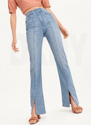 DKNY Split Hem Women's Jeans Indigo Wash | Ireland_D0776