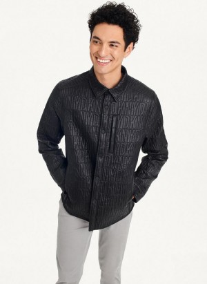 DKNY Stitch Jacket Men's Shirts Black | Ireland_D0194