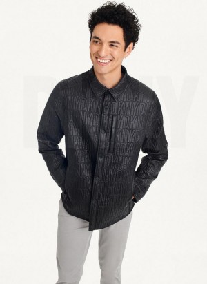 DKNY Stitch Shirt Men's Jackets Black | Ireland_D1870