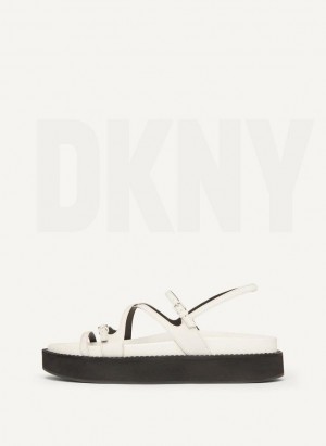 DKNY Strappy Flat Form Women's Sandals White | Ireland_D1959