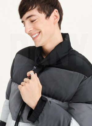 DKNY Striped Quilted Tonal Men's Jackets Black | Ireland_D0554