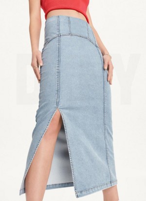 DKNY Terry Denim Women's Skirts Blue | Ireland_D1690