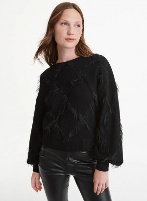 DKNY Textured Women's Sweaters Black | Ireland_D0710