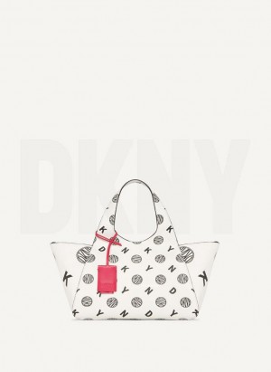 DKNY The Medium Logo Effortless Tote Women's Crossbody Bags White / Black | Ireland_D0966