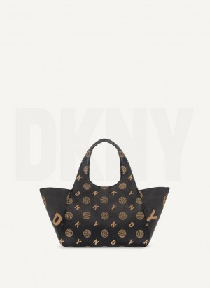 DKNY The Medium Logo Effortless Women's Tote Bags Black | Ireland_D0323