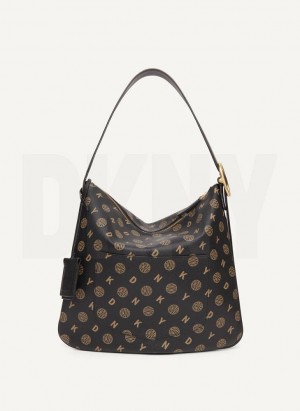 DKNY The Medium Logo Optimist Women's Tote Bags Black | Ireland_D1706