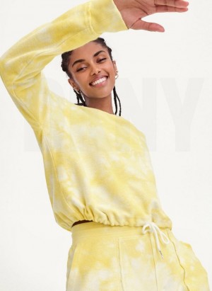 DKNY Tie Dye Crew Neck Pullover With Tie Women's Sweatshirts Lemon | Ireland_D1442