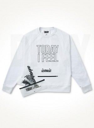 DKNY Today I Feel Men's Sweatshirts White | Ireland_D0832