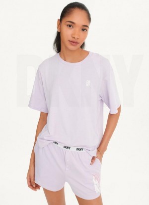 DKNY Top & Boxer Sleep Set Women's Pajamas Purple | Ireland_D1419