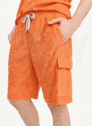 DKNY Toweling Cargo Men's Shorts Orange | Ireland_D1734