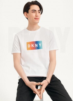 DKNY Tropical Ombre Men's T Shirts White | Ireland_D0346