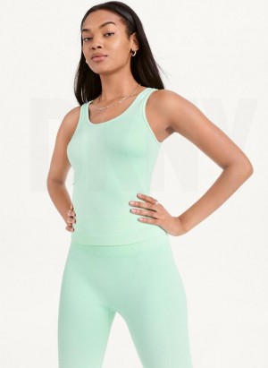 DKNY Twill Seamless Scoop Neck Women's Tank Top Green | Ireland_D1409