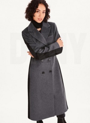 DKNY Two Tone Maxi Wool Women's Coats Grey | Ireland_D1285