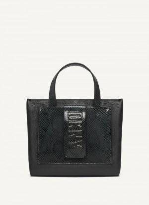 DKNY Uptown Exotic Leather Small Women's Tote Bags Black | Ireland_D0834