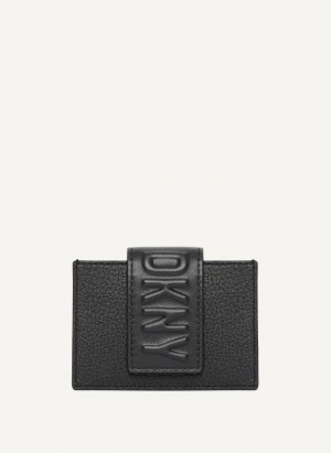 DKNY Uptown Leather Card Case Men's Wallets Black | Ireland_D1692