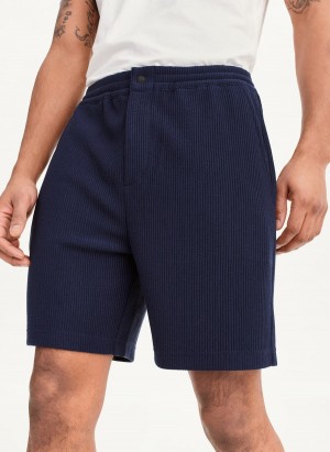 DKNY Vertical Effect Knit Men's Shorts Navy | Ireland_D1025