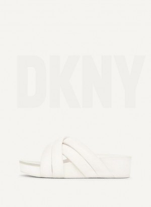 DKNY Vienna Puffy Strap Women's Slides White | Ireland_D0313