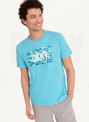 DKNY Water Reflection Men's T Shirts Turquoise | Ireland_D1848