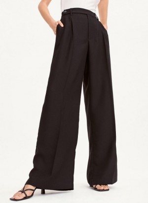 DKNY Wide Leg Crepe Women's Pants Black | Ireland_D0800