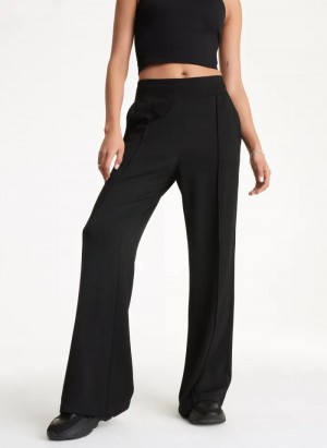 DKNY Wide Leg Greenwich Pintuck Women's Pants Black | Ireland_D0702