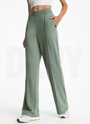 DKNY Wide Leg Greenwich Pintuck Women's Pants Olive | Ireland_D0794