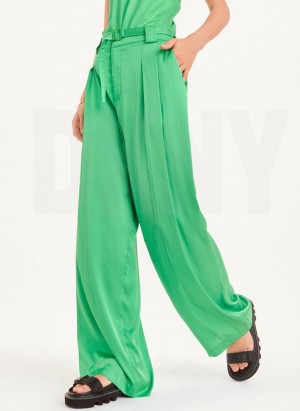 DKNY Wide Leg Women's Pants Green | Ireland_D0118