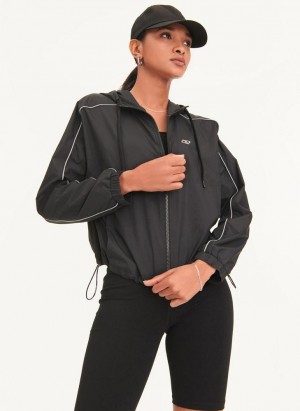 DKNY Windbreaker With Reflective Taping Women's Jackets Black | Ireland_D1103