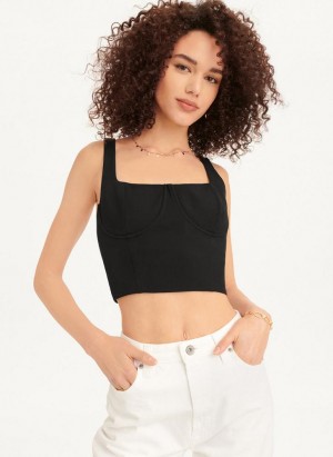 DKNY Wired Crop Women's Tank Top Black | Ireland_D0223