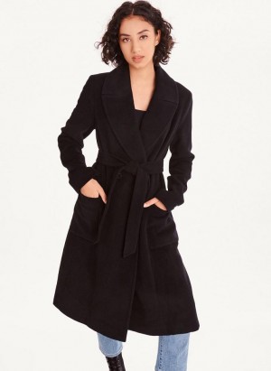 DKNY Wool Wrap Women's Coats Black | Ireland_D0497