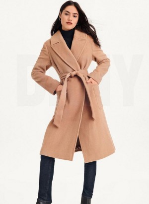 DKNY Wool Wrap Women's Coats Brown | Ireland_D0211