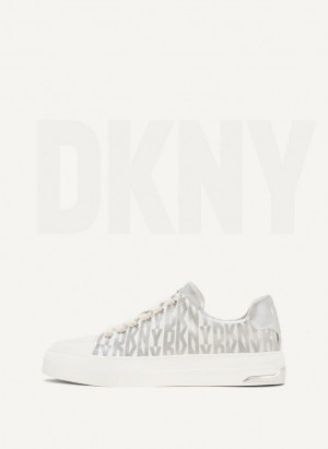 DKNY York Lace Up Women's Sneakers Silver | Ireland_D1239