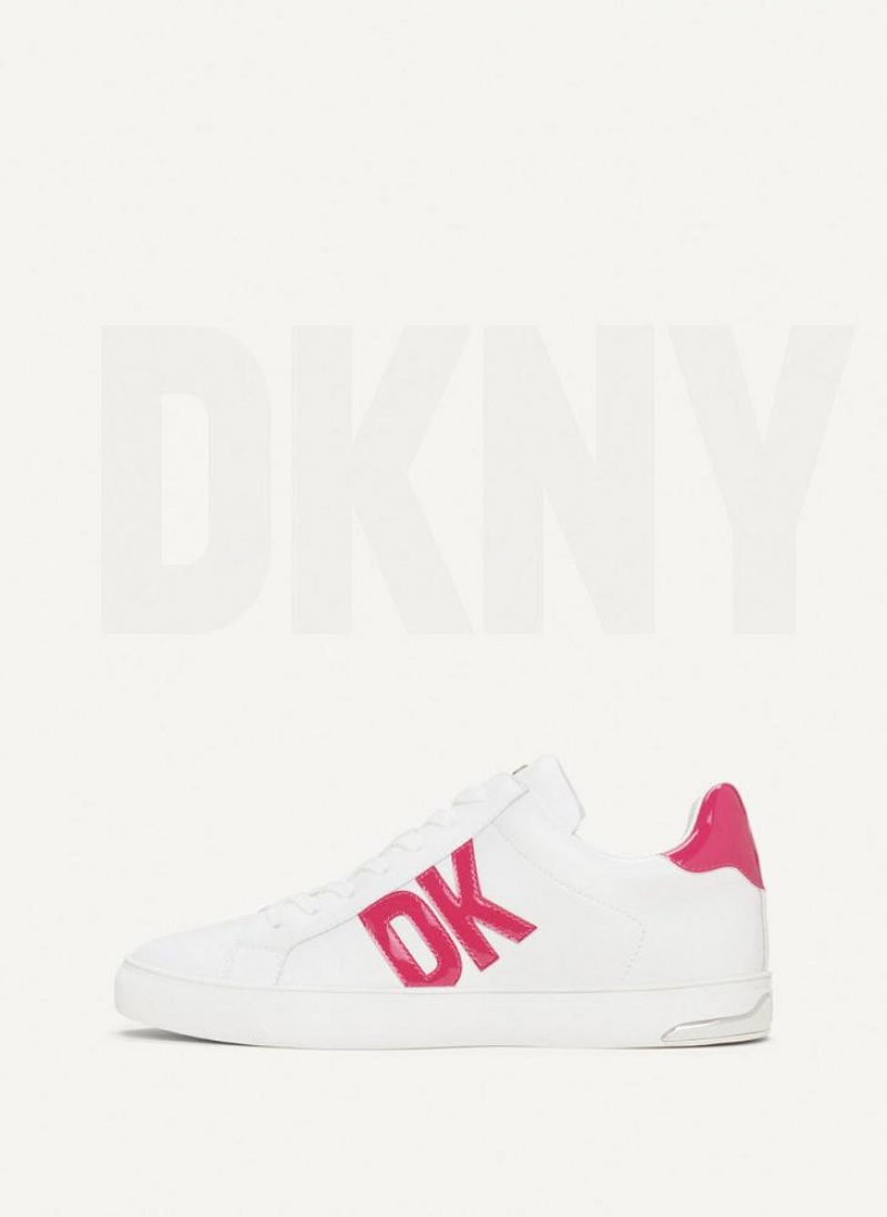 DKNY Abeni Lace Up Women\'s Sneakers White / Pink | Ireland_D1463