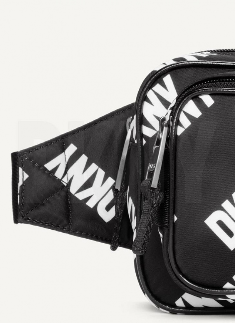 DKNY All Over Logo Men's Belt Bags Black / White | Ireland_D0407